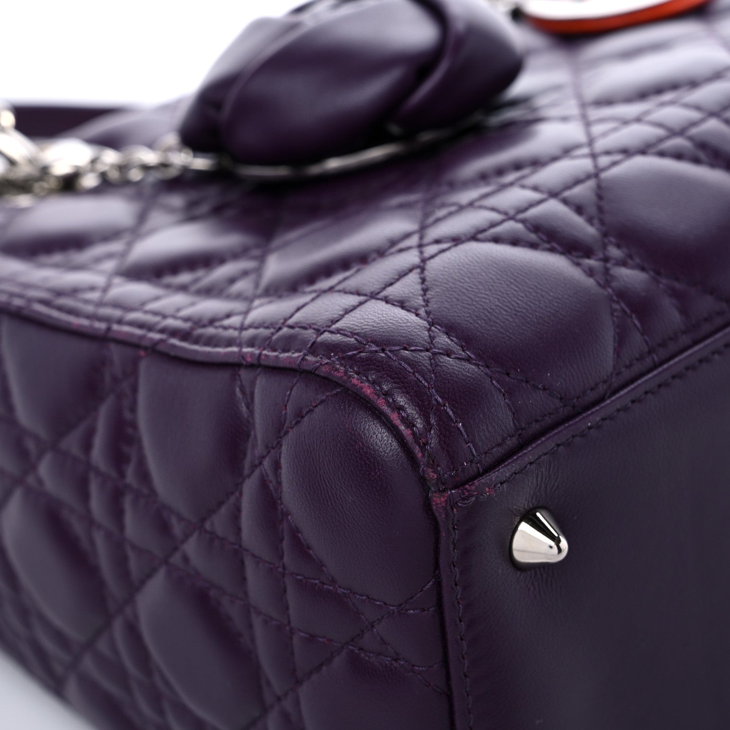 Christian Dior Lambskin Crocodile Medium Lady Dior Purple Orange 7 of 12