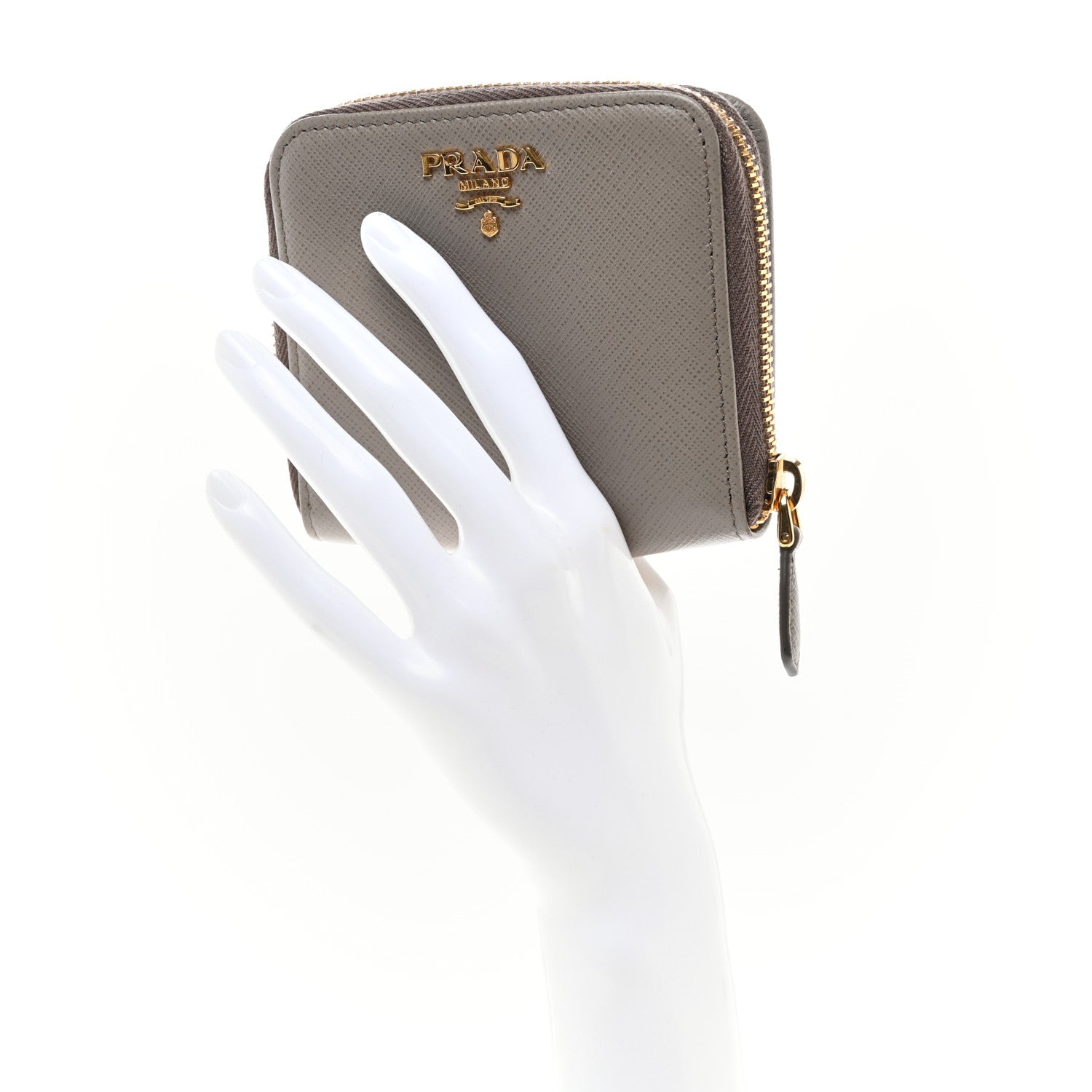 Prada Saffiano Metal Compact Wallet Argilla 2 of 10