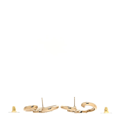 Chanel Metal Crystal CC Logo Open Heart Earrings Gold 3 of 4