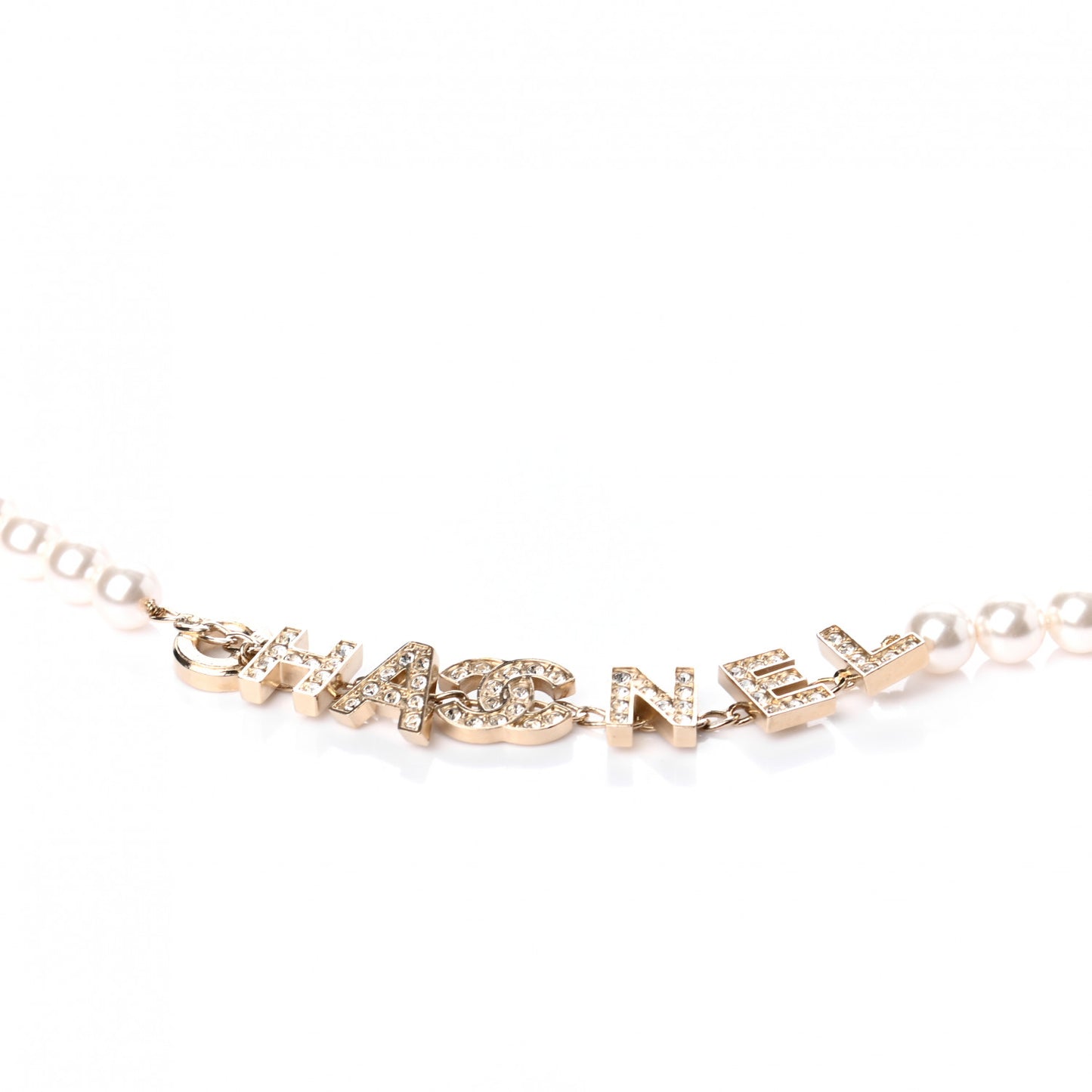 Pearl Crystal CC Logo Belt 80 Gold