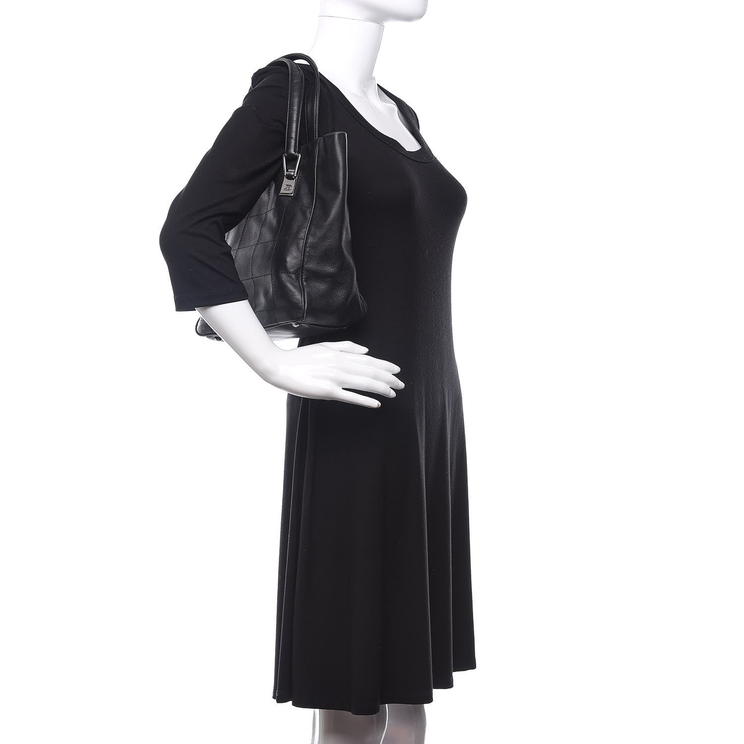 Chanel Lambskin Square Stitched Tote Black 2 of 10
