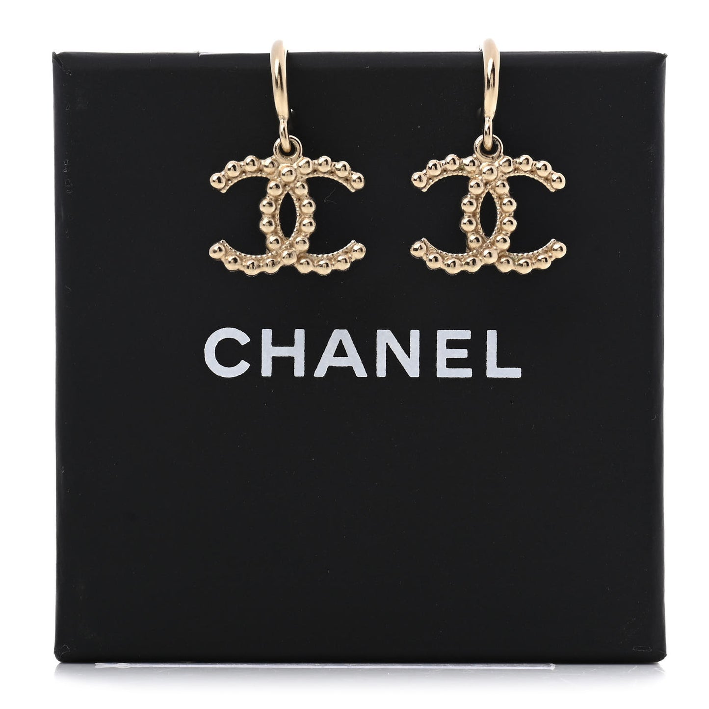 Metal Bead CC Drop Earrings Gold