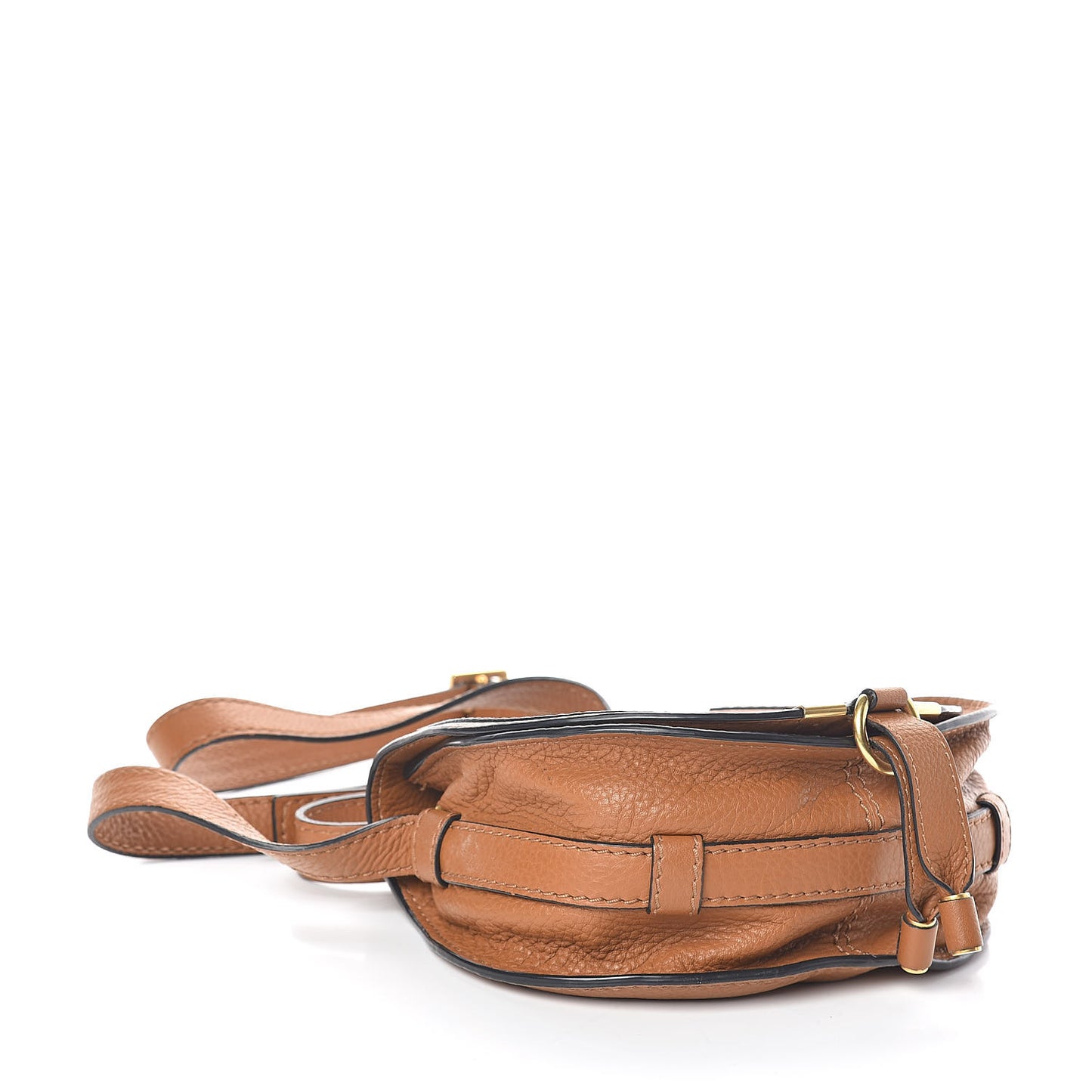 Calfskin Mini Marcie Round Crossbody Bag Mustard Brown