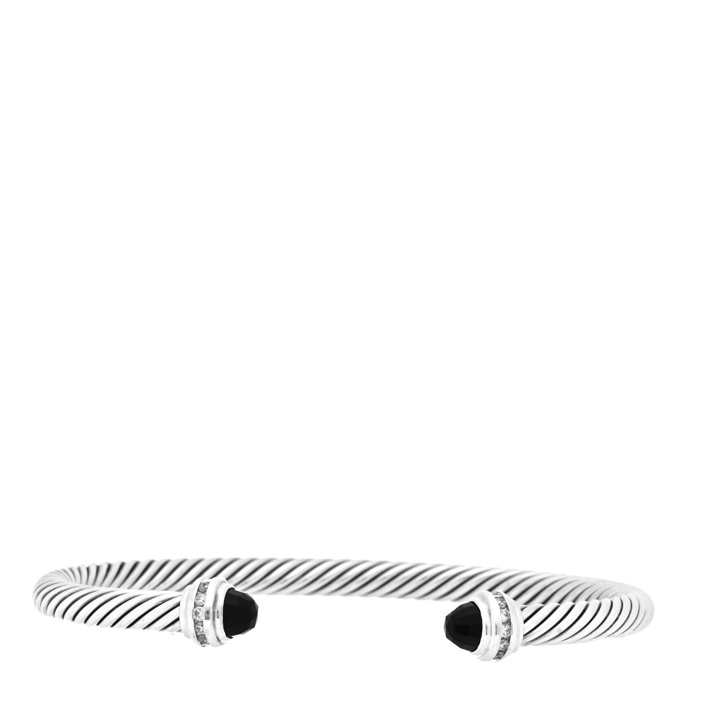 Sterling Silver Diamond Black Onyx 5mm Cable Classics Princess Bracelet