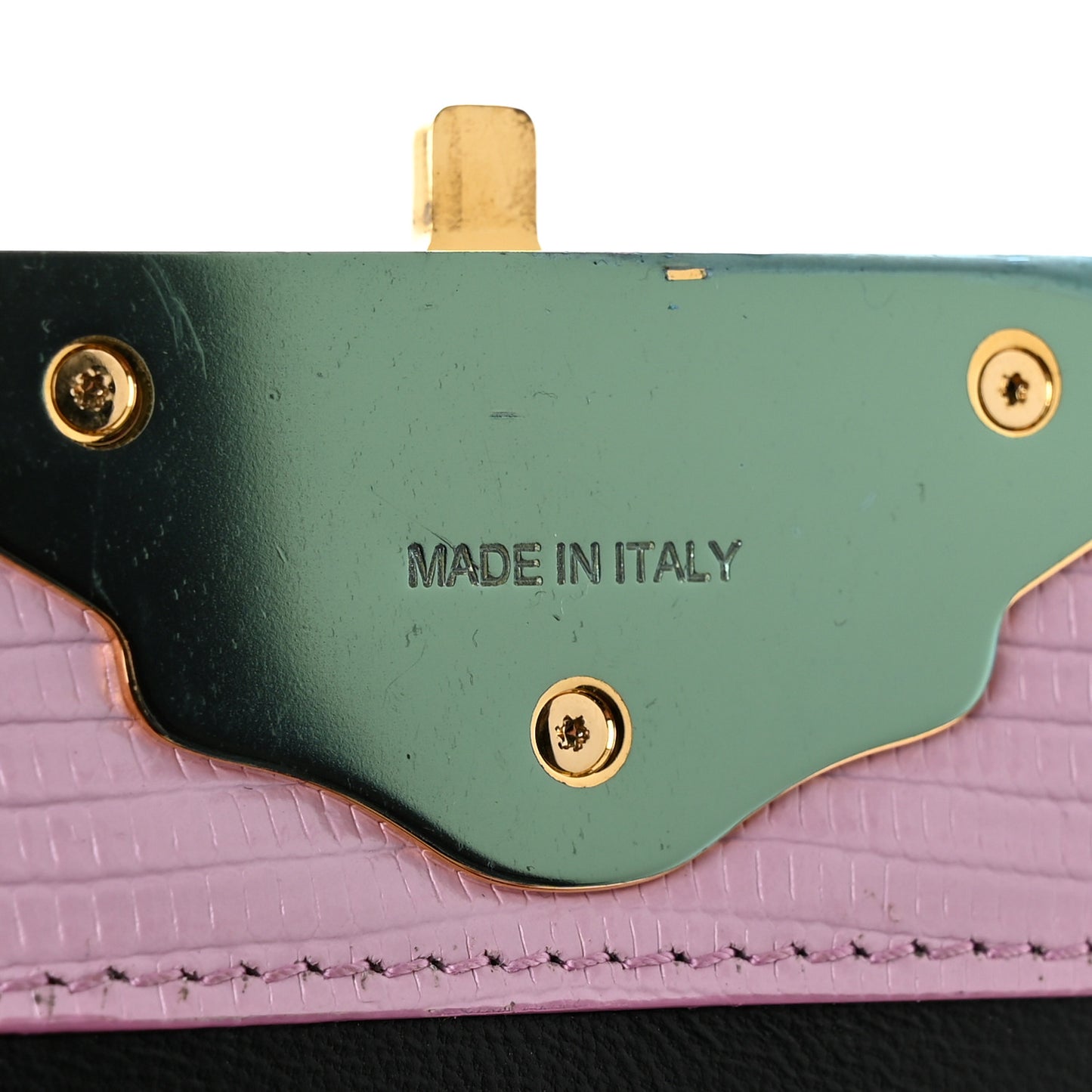 Calfskin Iguana Embossed Lucia Top Handle Satchel Baby Pink
