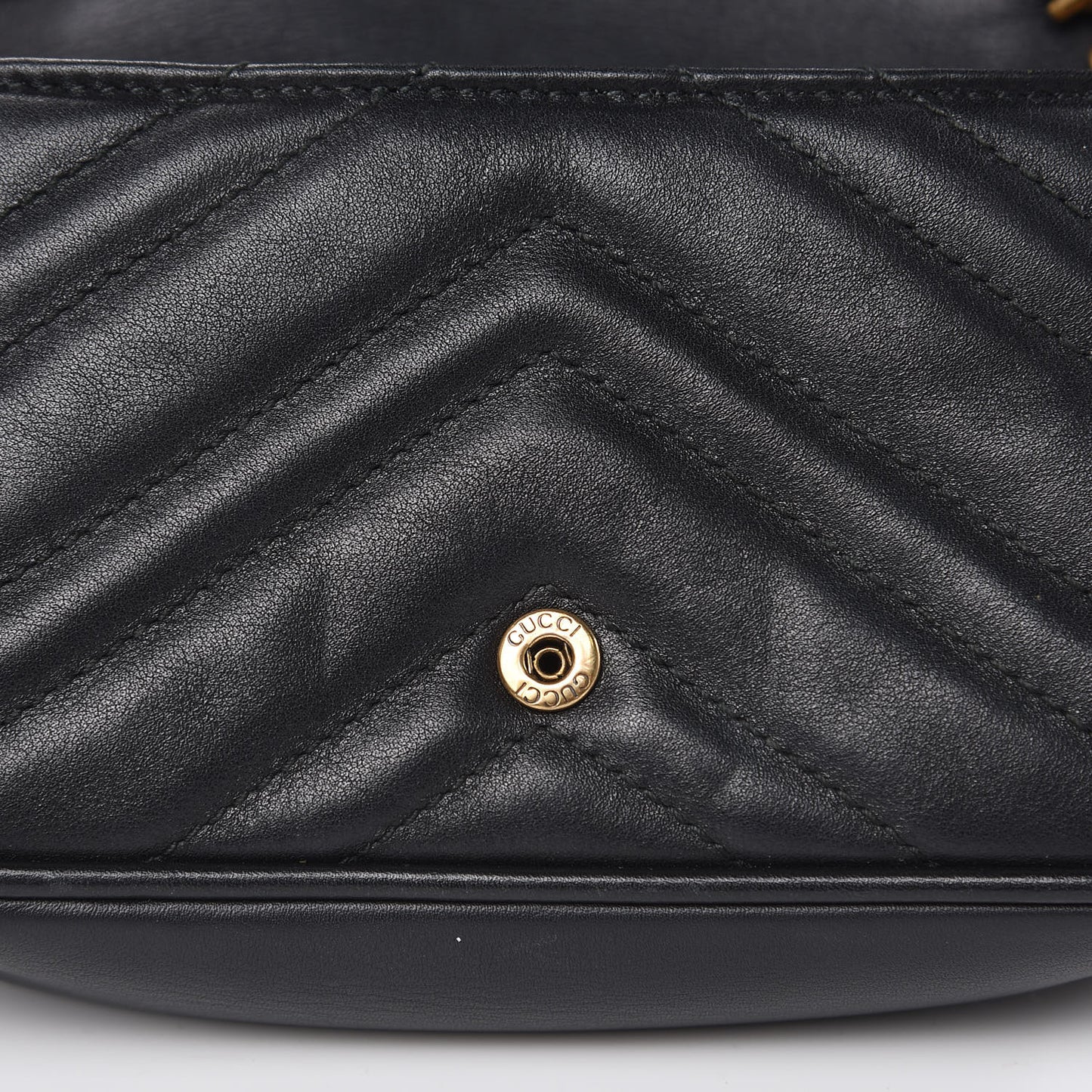 Calfskin Matelasse Super Mini GG Marmont Shoulder Bag Black