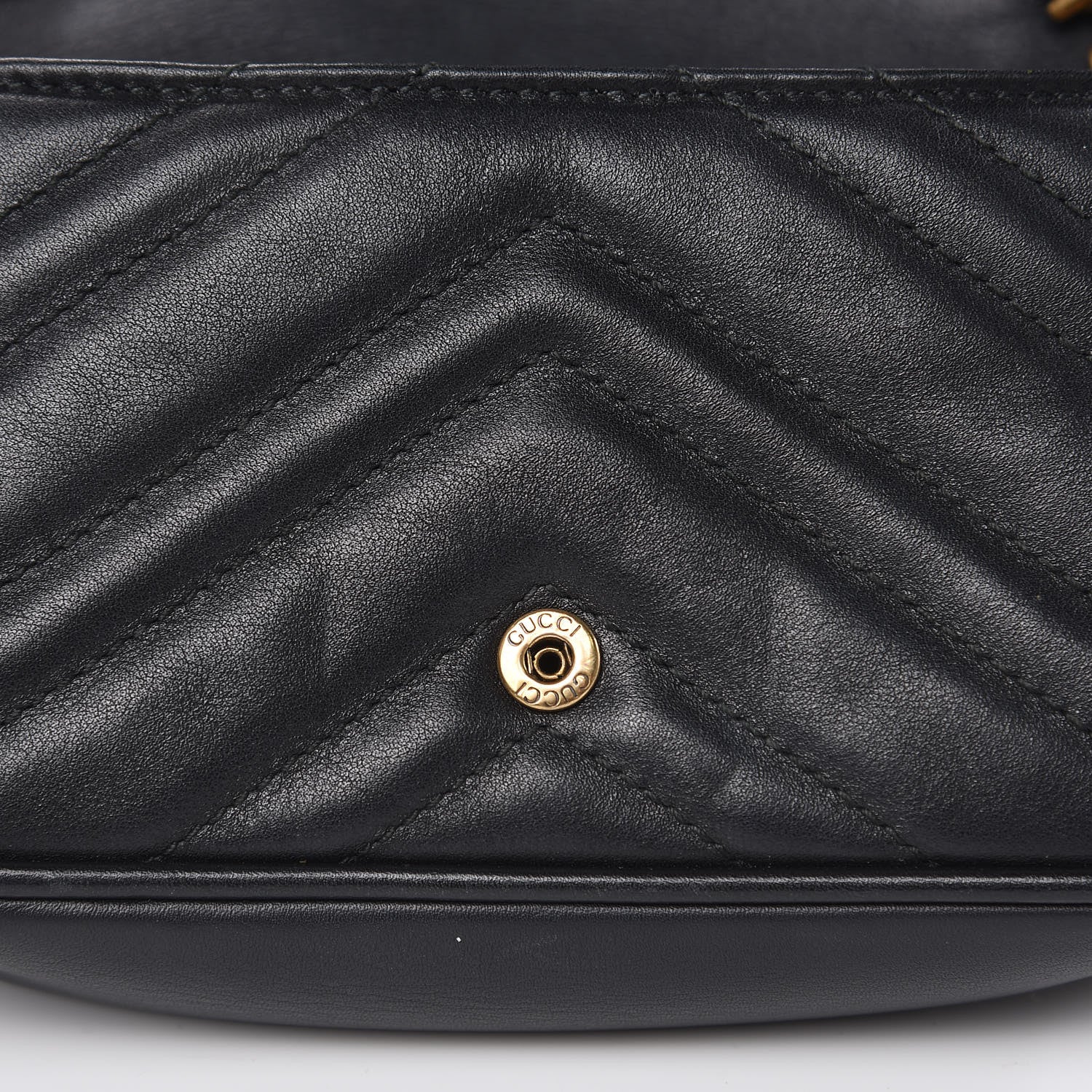 Gucci Calfskin Matelasse Super Mini GG Marmont Shoulder Bag Black 10 of 14