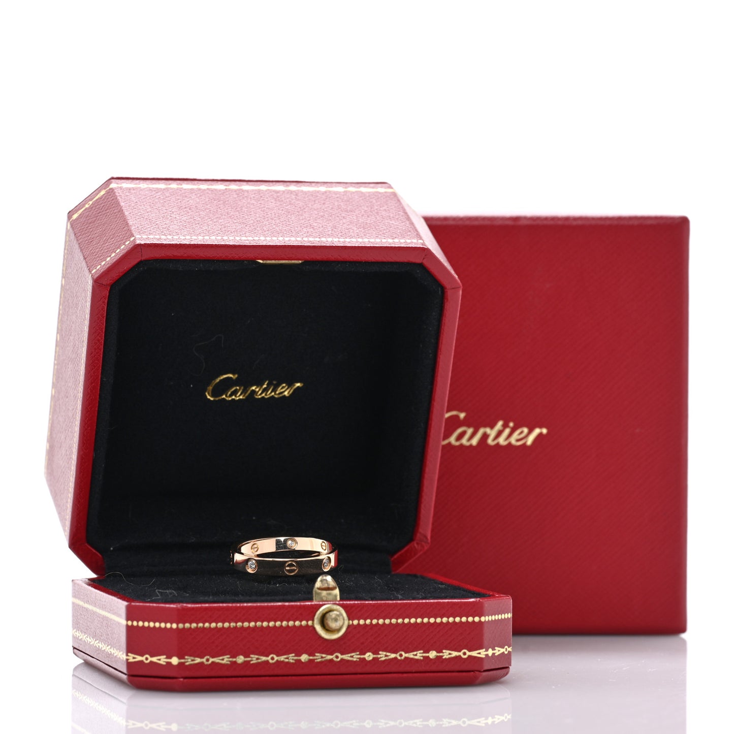 18K Pink Gold 6 Diamond LOVE Ring 51/5.75