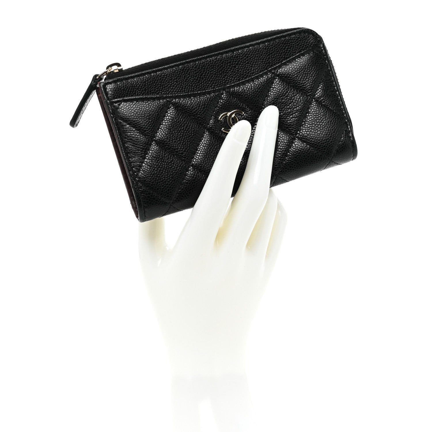 Chanel Caviar Quilted CC Zip Around Card Holder Black 2 of 9