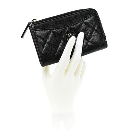 Chanel Caviar Quilted CC Zip Around Card Holder Black 2 of 9