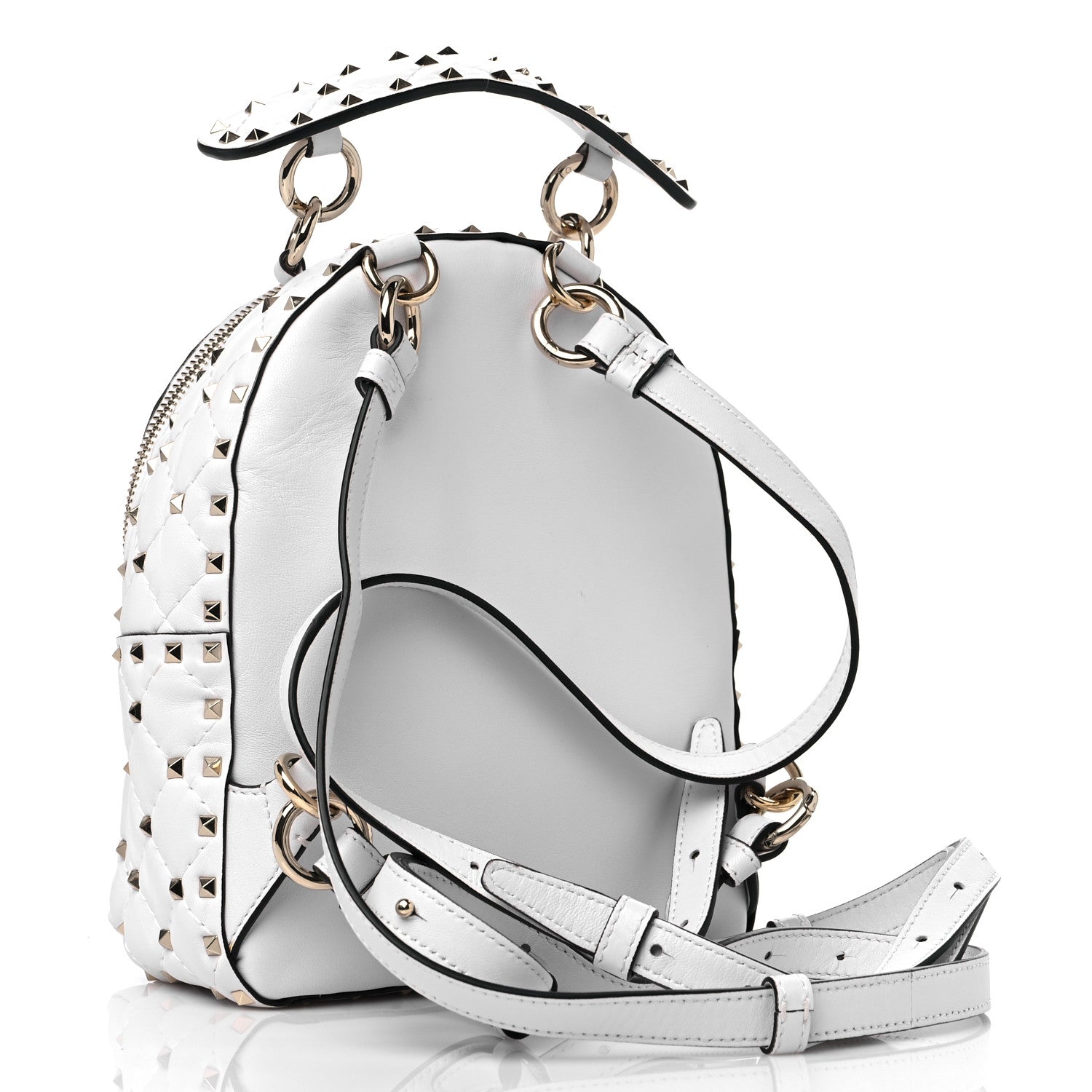 Valentino Garavani Lambskin VLTN Print Quilted Mini Rockstud Spike Backpack White 3 of 9