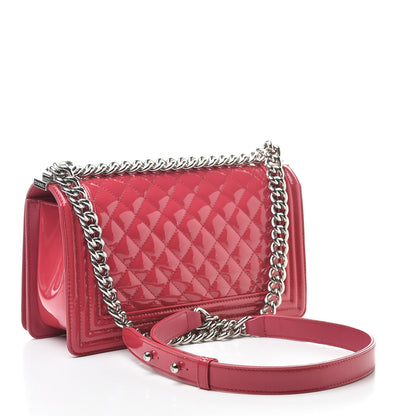 Chanel Patent Calfskin Quilted Medium Plexiglass Boy Flap Dark Pink 3 of 12