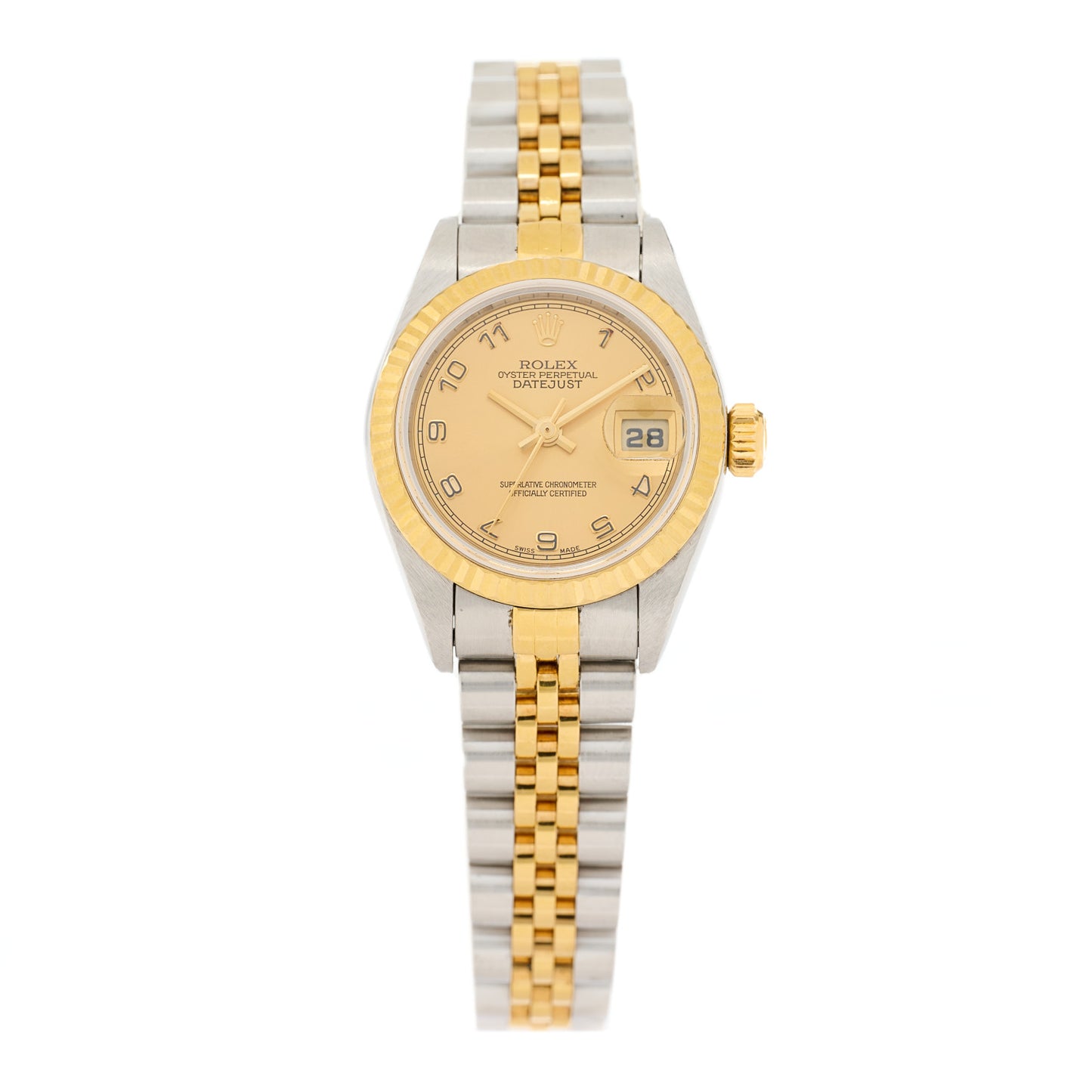 Stainless Steel 18K Yellow Gold 26mm Oyster Perpetual Datejust Watch Champagne 79173