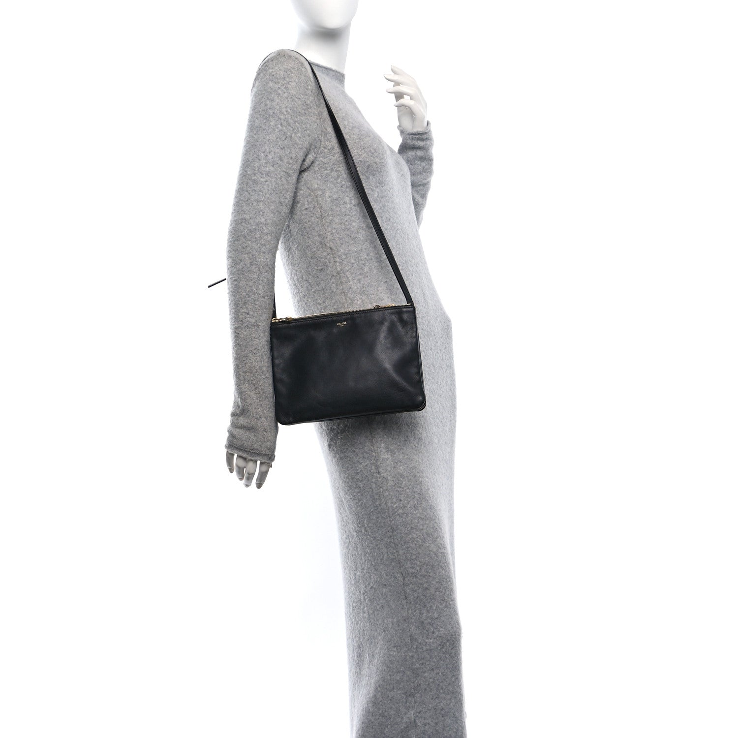 Celine Lambskin Large Trio Crossbody Bag Black 2 of 9