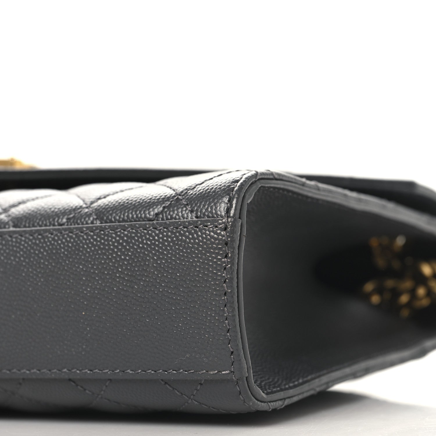 Saint Laurent Grain De Poudre Textured Mixed Matelasse Triquilt Medium Monogram Satchel Storm 9 of 9