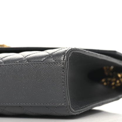 Saint Laurent Grain De Poudre Textured Mixed Matelasse Triquilt Medium Monogram Satchel Storm 9 of 9