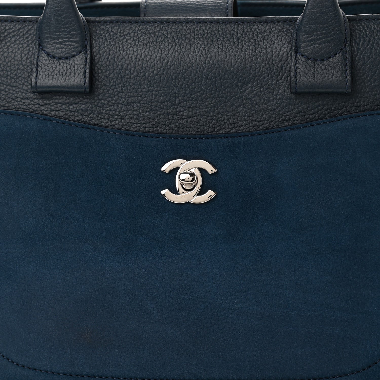 Chanel Grained Calfskin Suede Neo Executive Shopper Tote Navy Blue 11 of 12