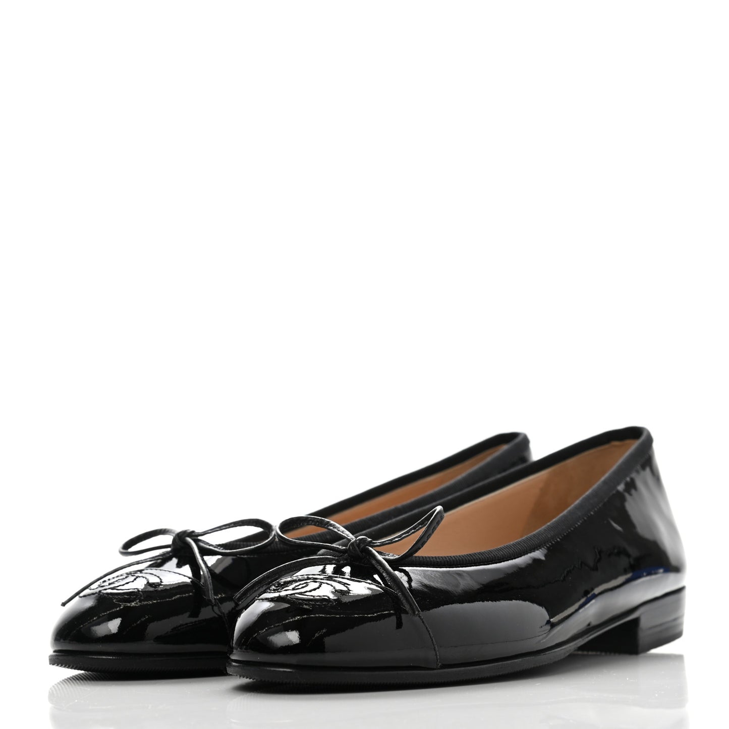 Patent Cap Toe Ballerina Flats 36.5 Black