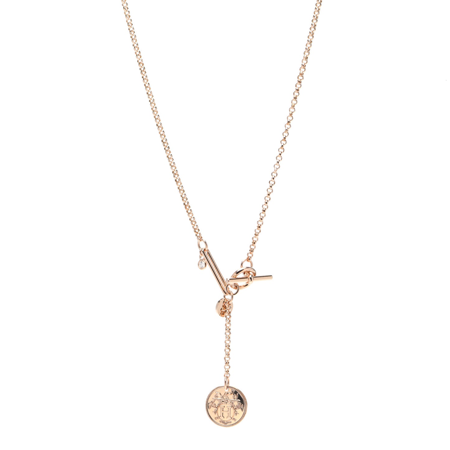 18K Rose Gold Diamond PM Ex-Libris Pendant Necklace