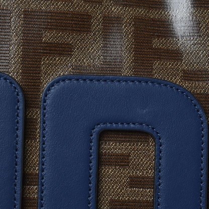 Fendi X FILA Glazed Fabric FF 1974 Mania Shopping Tote Bag Mogano Panna Blueberry 15 of 18