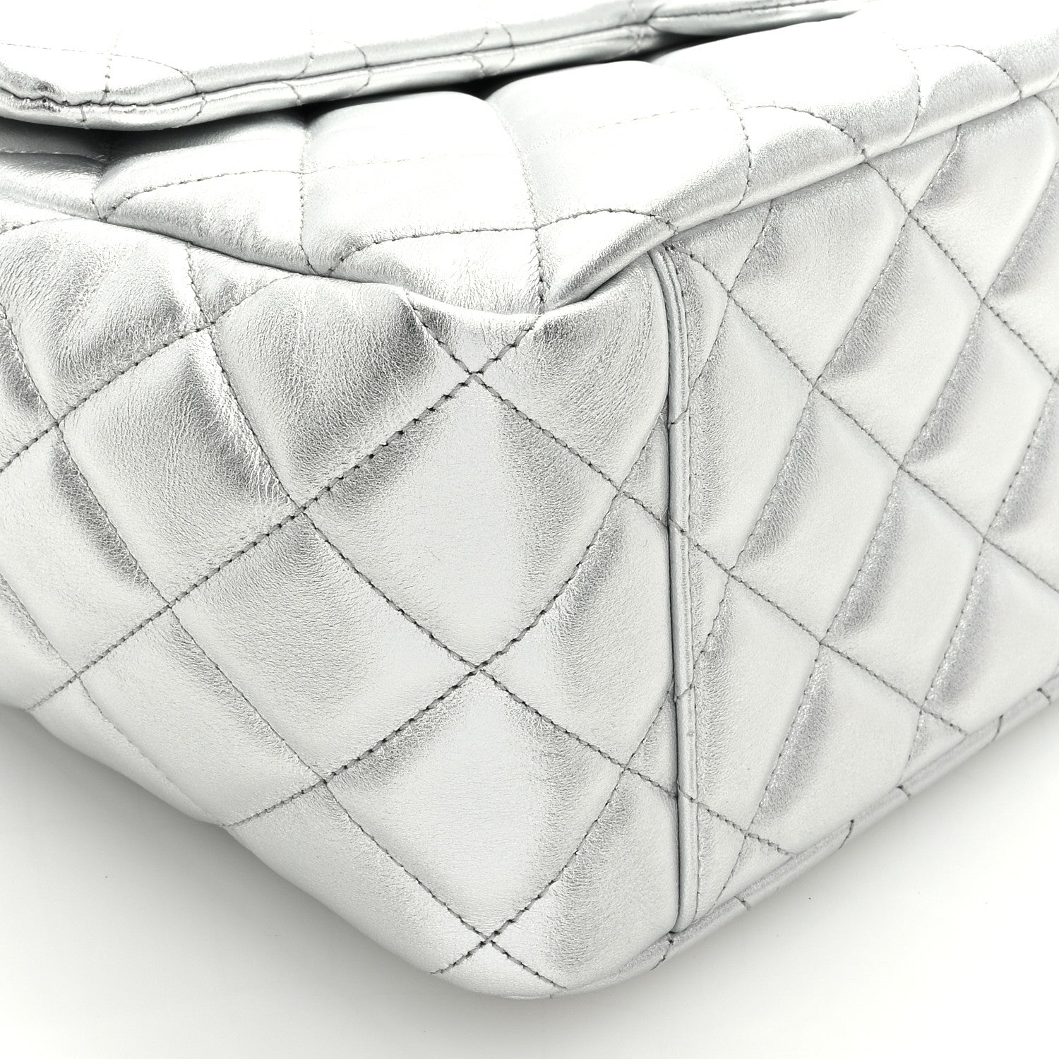 Chanel Metallic Lambskin Quilted XXL Travel Flap Bag Silver 8 of 9