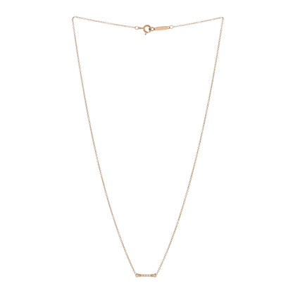 Tiffany 18K Rose Gold Diamond Fleur De Lis Key Bar Pendant Necklace 2 of 4