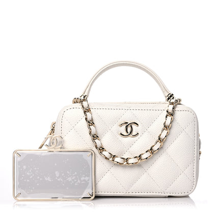 Chanel Caviar Quilted Small Top Handle Vanity Case White 1 of 11