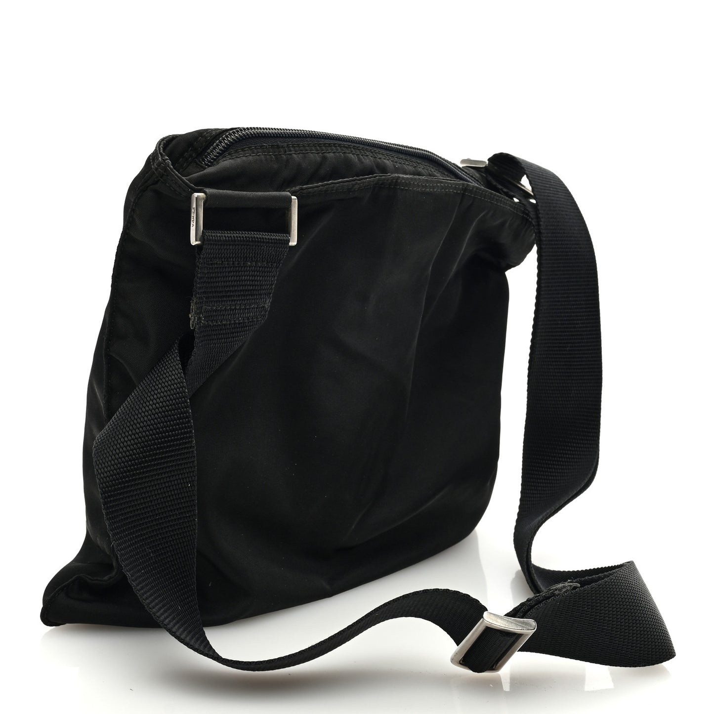 Tessuto Nylon Saffiano Flat Messenger Bag Black