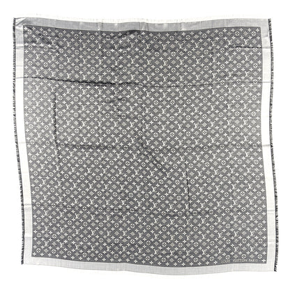 Louis Vuitton Silk Wool Monogram Denim Shawl Black 1 of 3