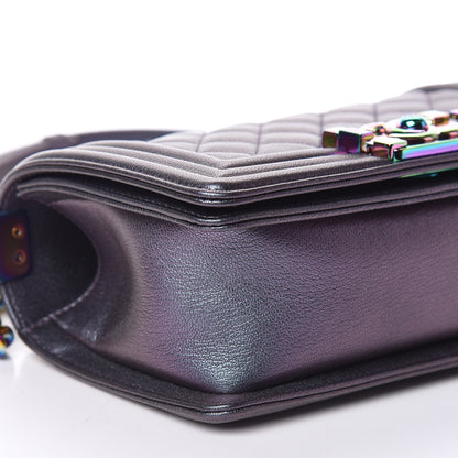 Chanel Iridescent Goatskin Quilted Small Boy Flap Purple 8 of 9