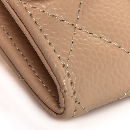 Chanel Caviar Quilted Flap Card Holder Wallet Beige 10 of 13