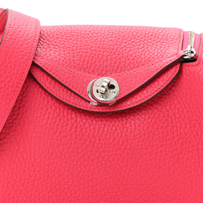 Hermes Taurillon Clemence Mini Lindy 20 Rose Extreme 7 of 10