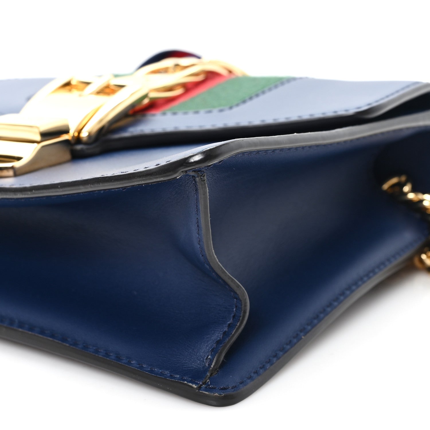 Gucci Calfskin Mini Sylvie Chain Shoulder Bag Blue Agata 10 of 11