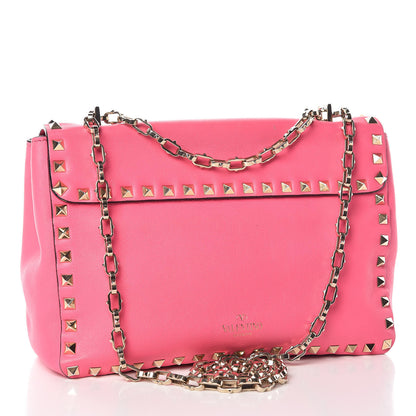 Valentino Garavani Vitello Rockstud Chain Strap Shoulder Bag Fuxia Fluo 3 of 12