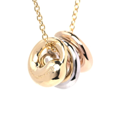 Tiffany 18K Yellow White Rose Gold Elsa Peretti Triple Eternal Circle Pendant Necklace 5 of 7