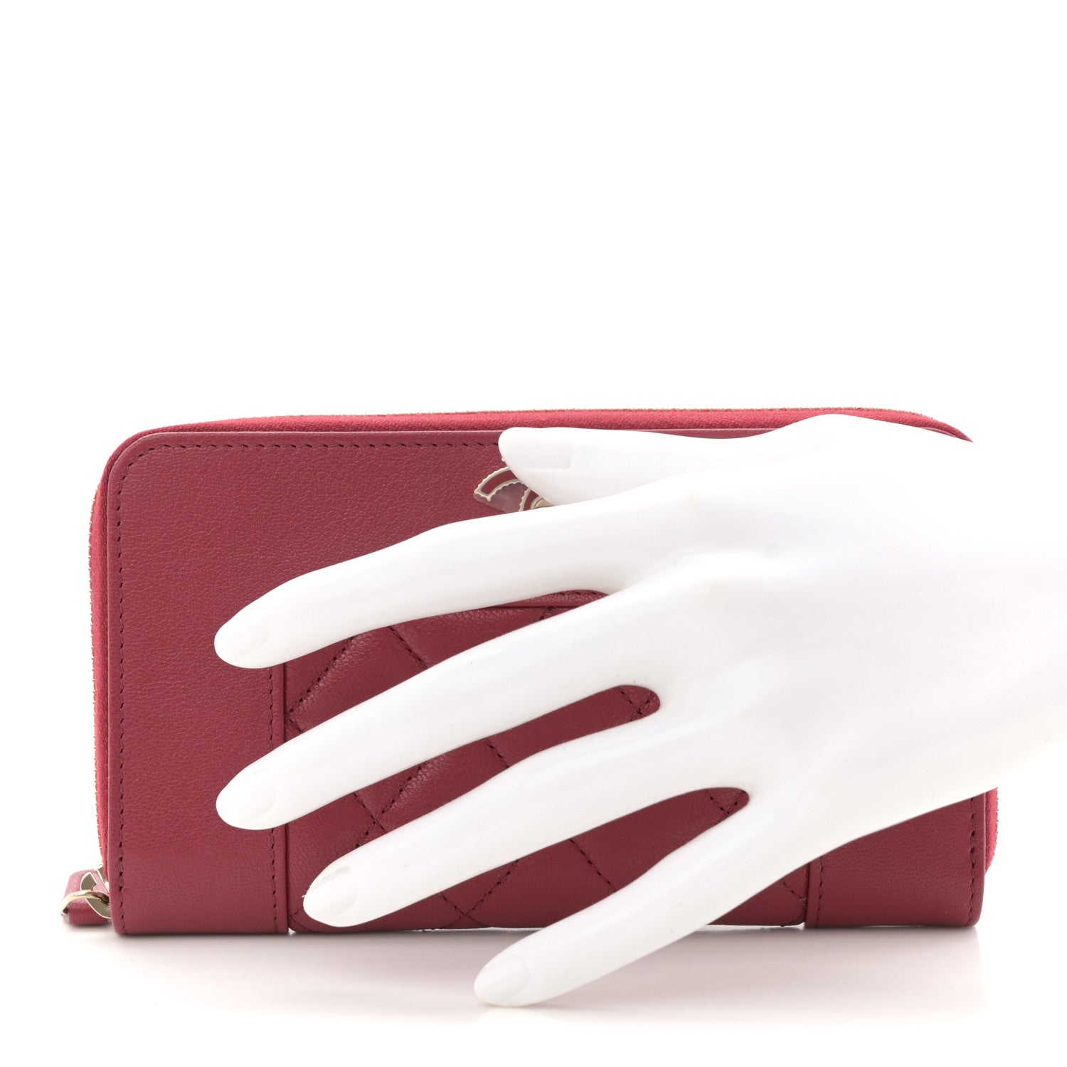 Chanel Sheepskin Quilted Medium Mademoiselle Vintage Zip Around Wallet Red 2 of 8