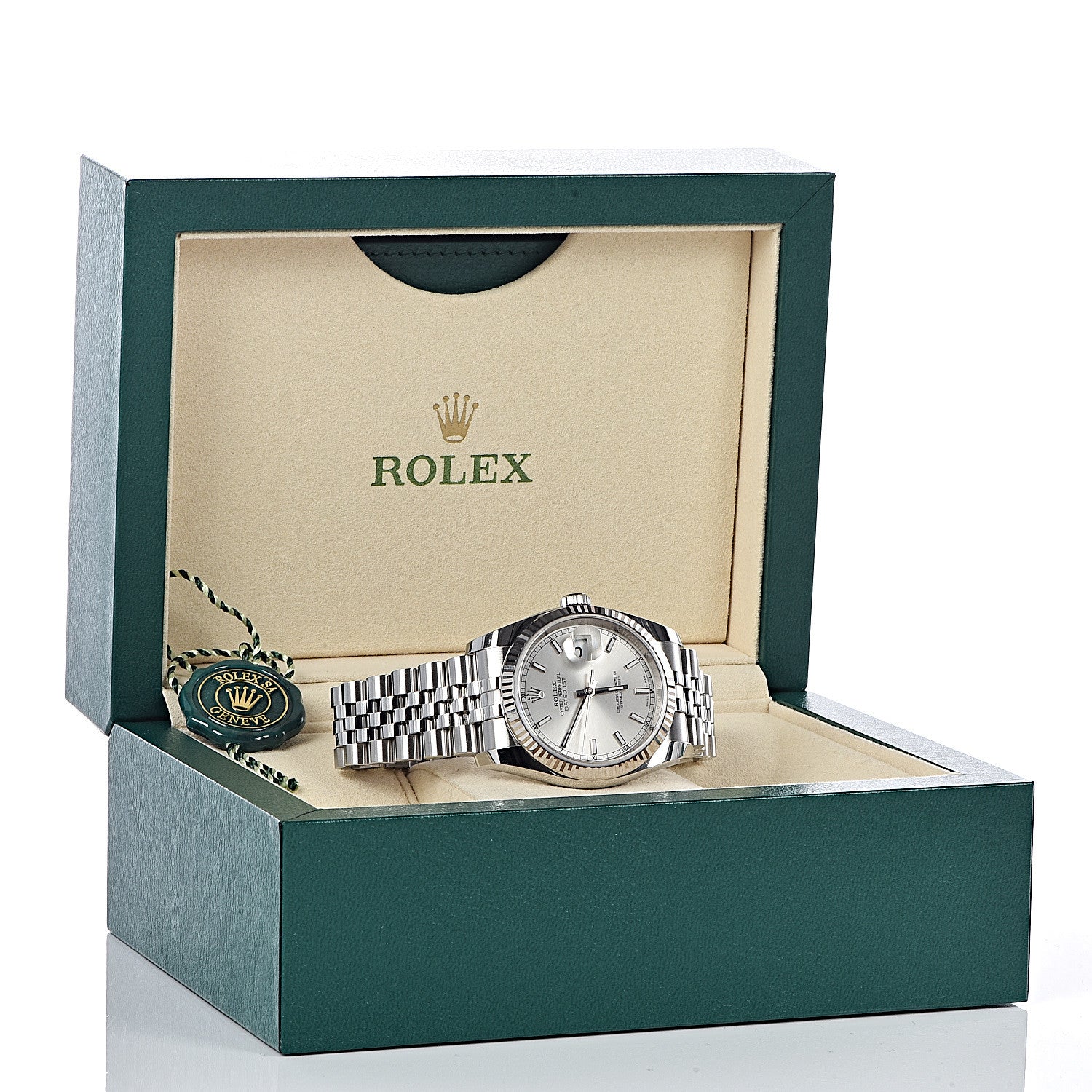 Rolex Stainless Steel 18K White Gold 36mm Oyster Perpetual Datejust Watch Silver 116234 8 of 8