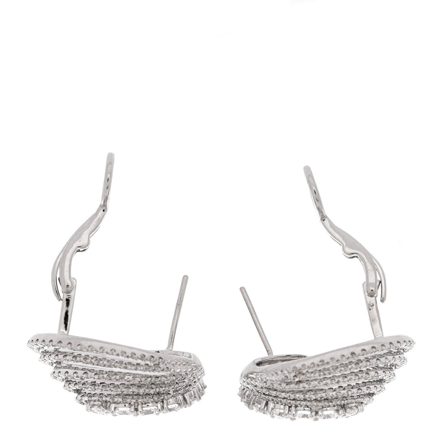 18K White Gold Diamond 4.36ctw Swirl Earrings