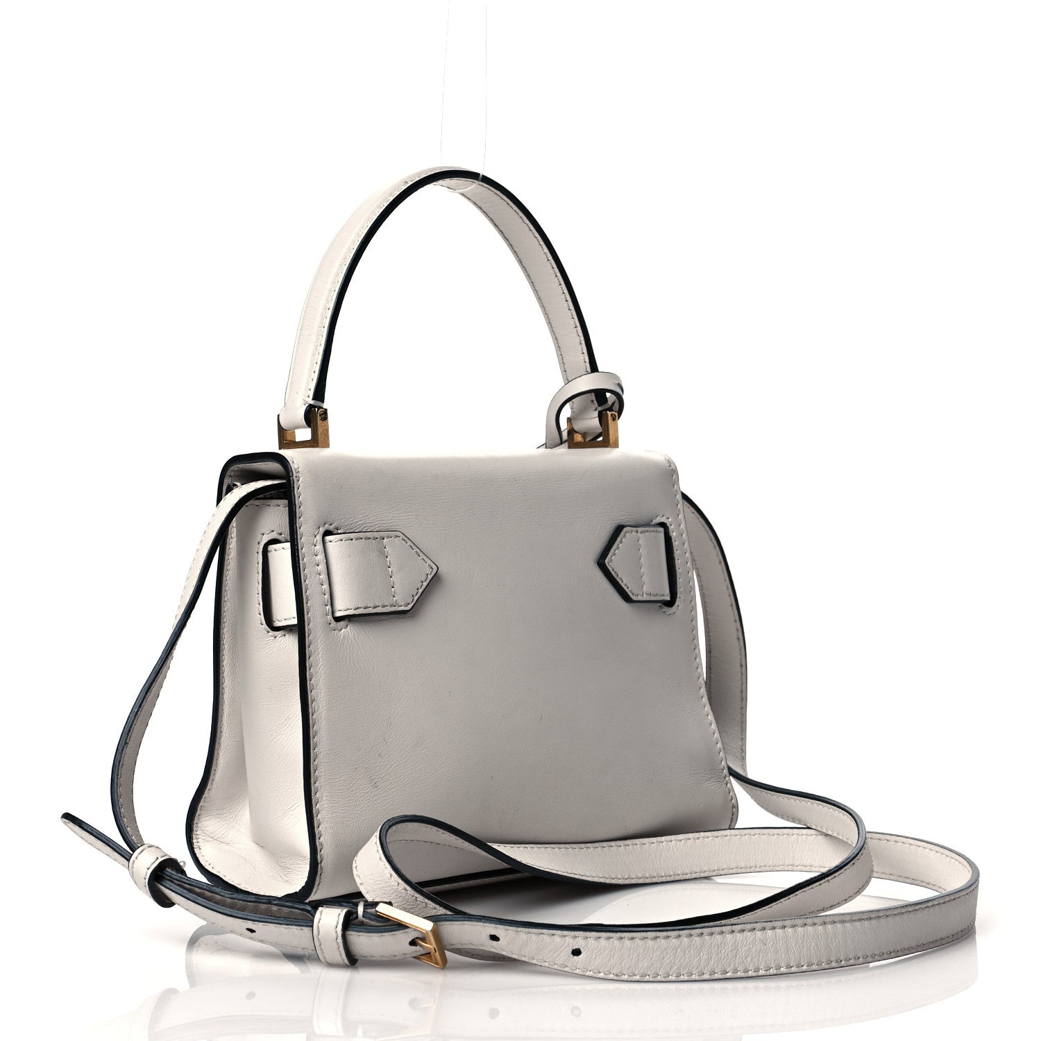 Versace Calfskin Medusa Lock Top Handle Crossbody Bag White 3 of 15