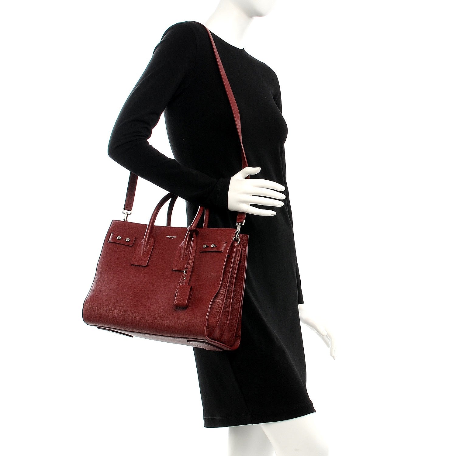 Saint Laurent Grained Calfskin Small Supple Sac De Jour Dark Pallisandre 2 of 11