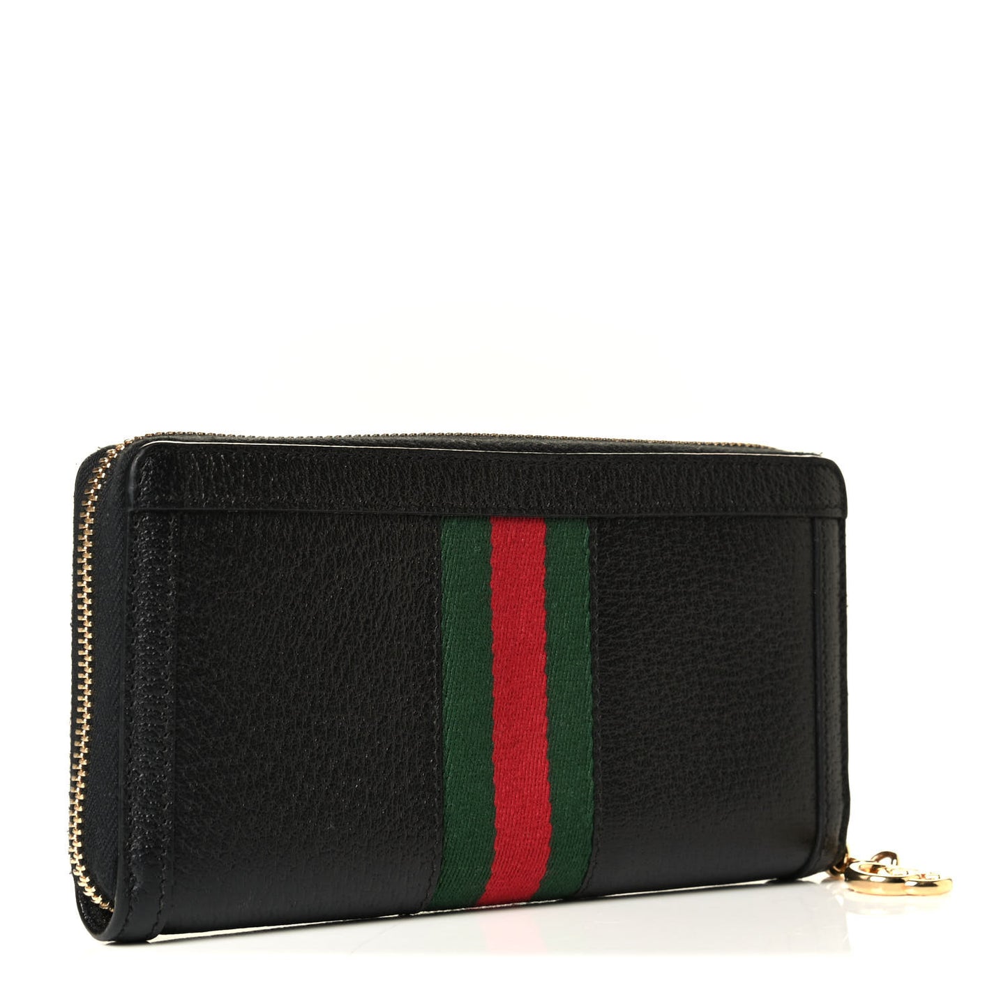 Calfskin Web Ophidia Zip Around Wallet Black