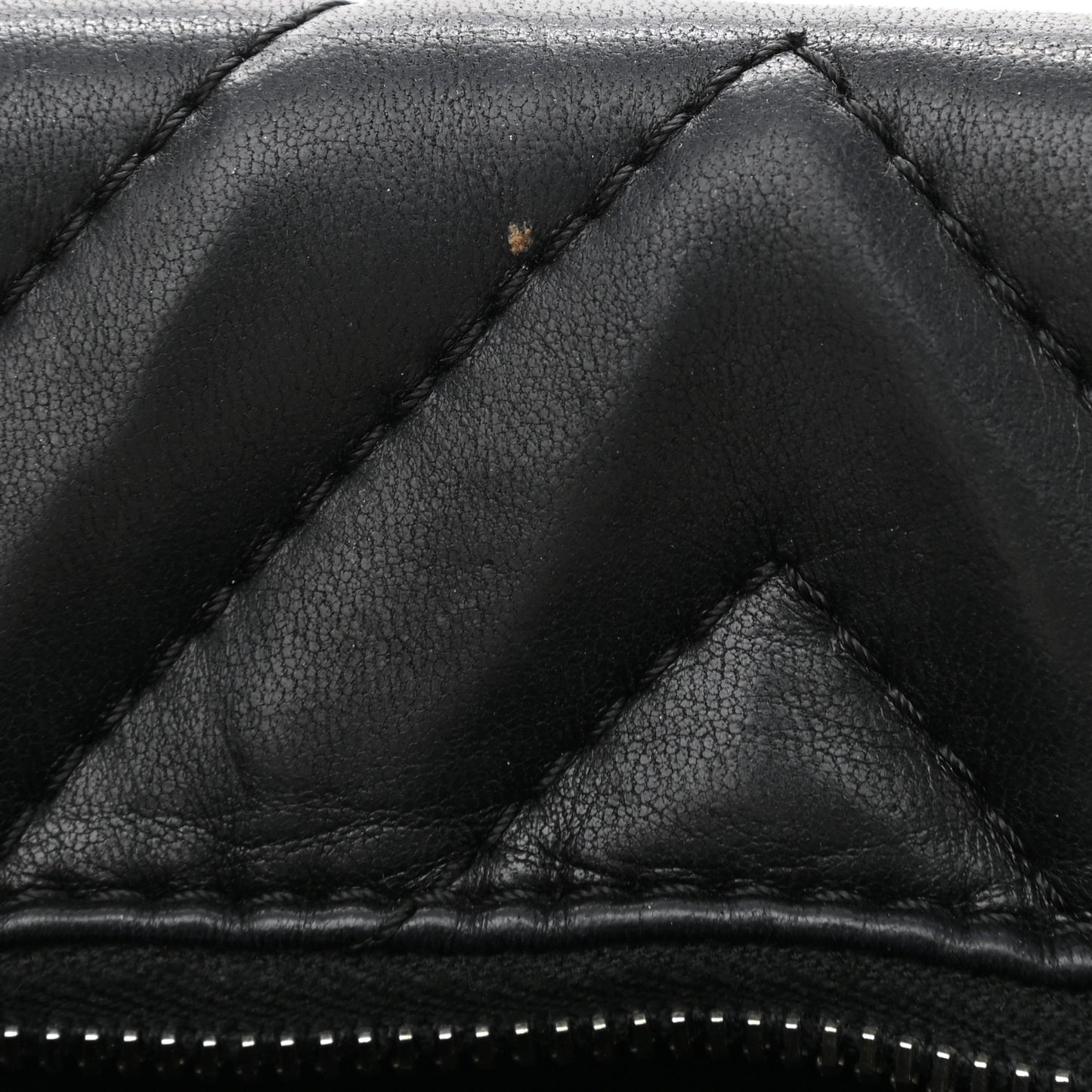 Lambskin Surpique Chevron Quilted Tote Black