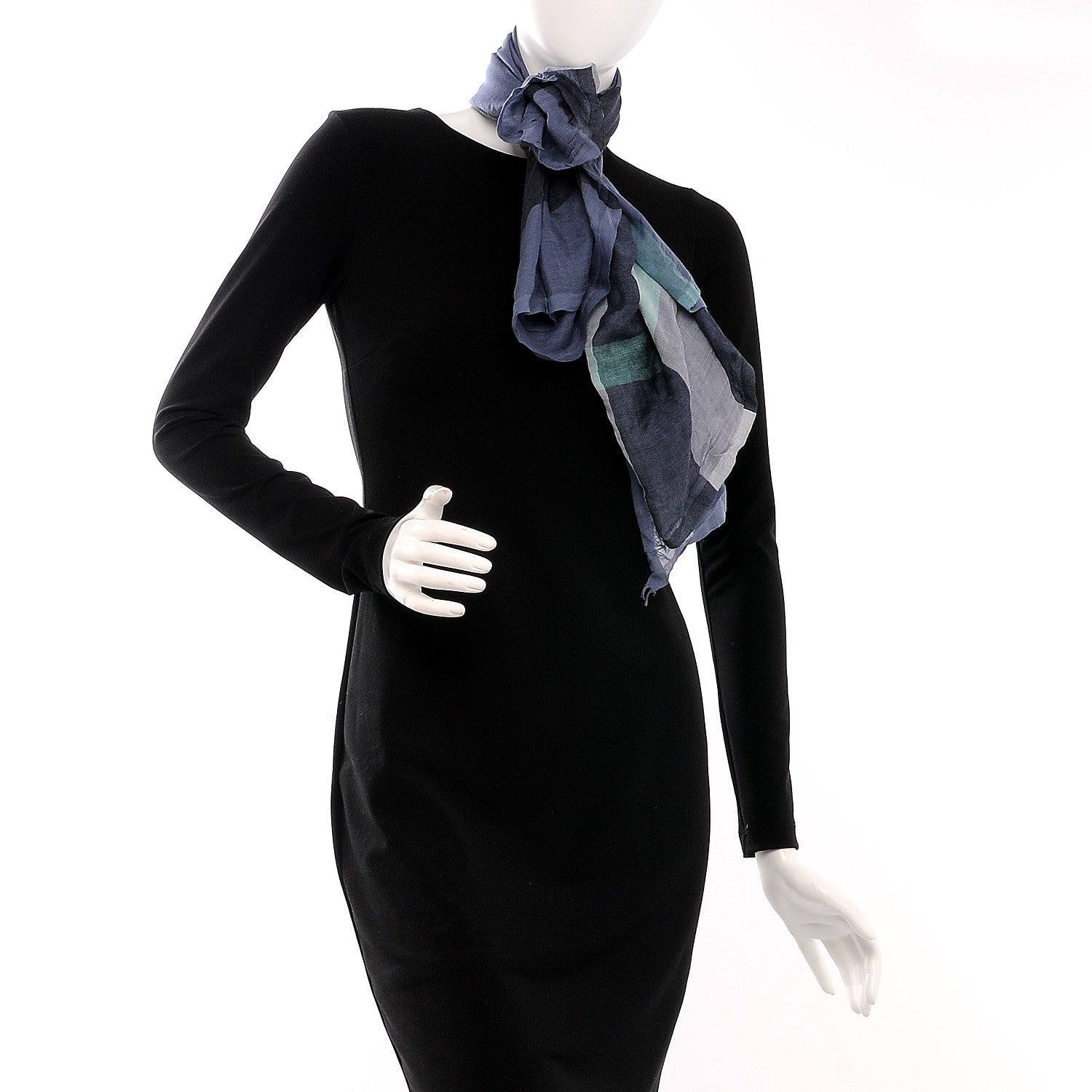 Burberry Modal Cashmere Silk Classic Check Scarf Blue Multicolor 3 of 4