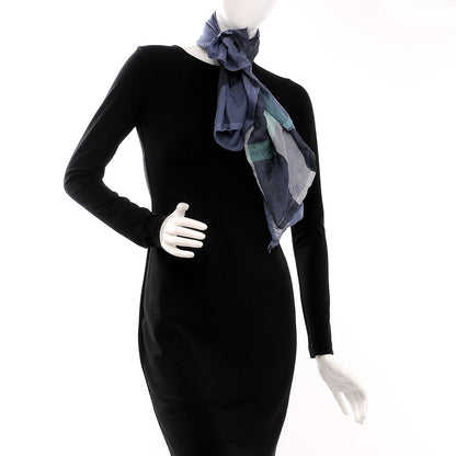 Burberry Modal Cashmere Silk Classic Check Scarf Blue Multicolor 3 of 4