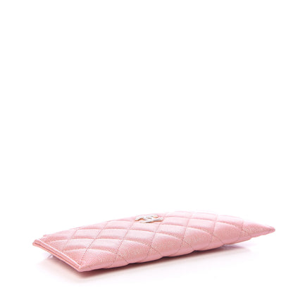 Chanel Iridescent Caviar Quilted Classic Zip Pouch Rose Pink 4 of 8