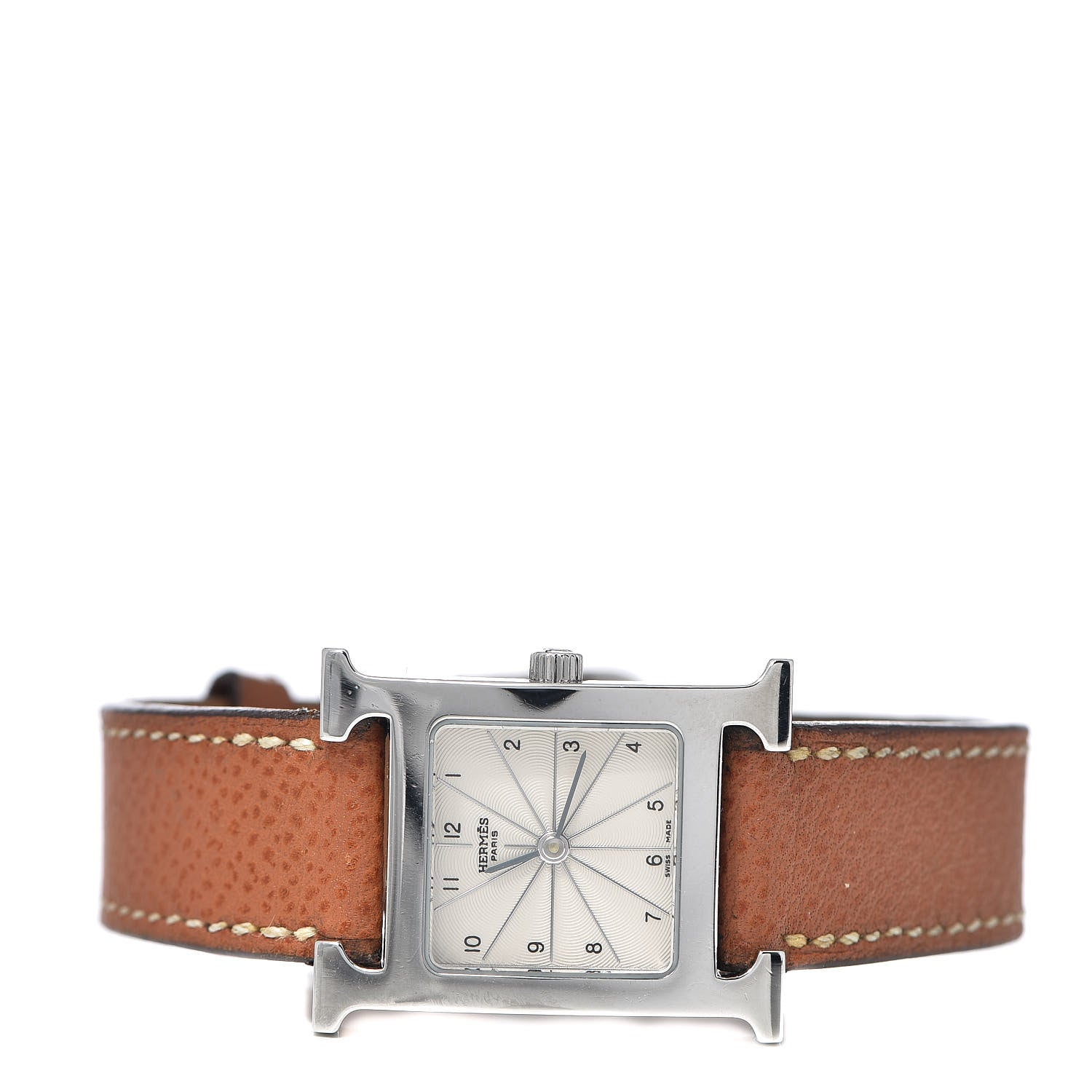 Hermes Stainless Steel Epsom 21mm Heure H Hour Quartz Watch Gold 3 of 8
