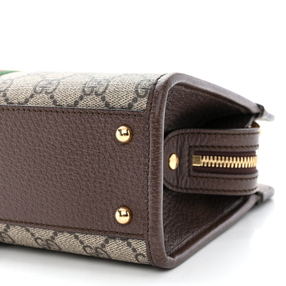 Gucci GG Supreme Monogram Textured Dollar Calfskin Web Small Ophidia Slip Handle Tote Beige Ebony New Acero 10 of 11