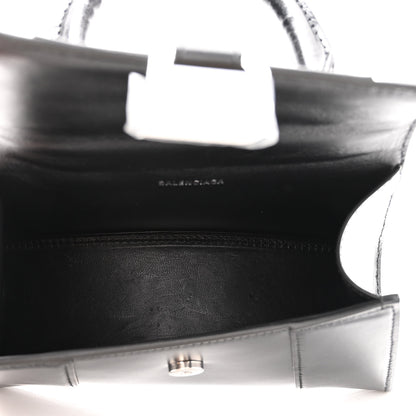 Balenciaga Shiny Box Calfskin Hourglass Top Handle Bag XS Black 5 of 10