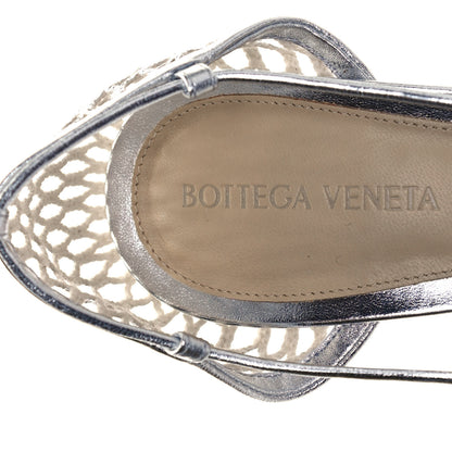 Bottega Veneta Mesh Metallic Nappa Stretch Ankle Tie Sandals 39 Silver 7 of 8