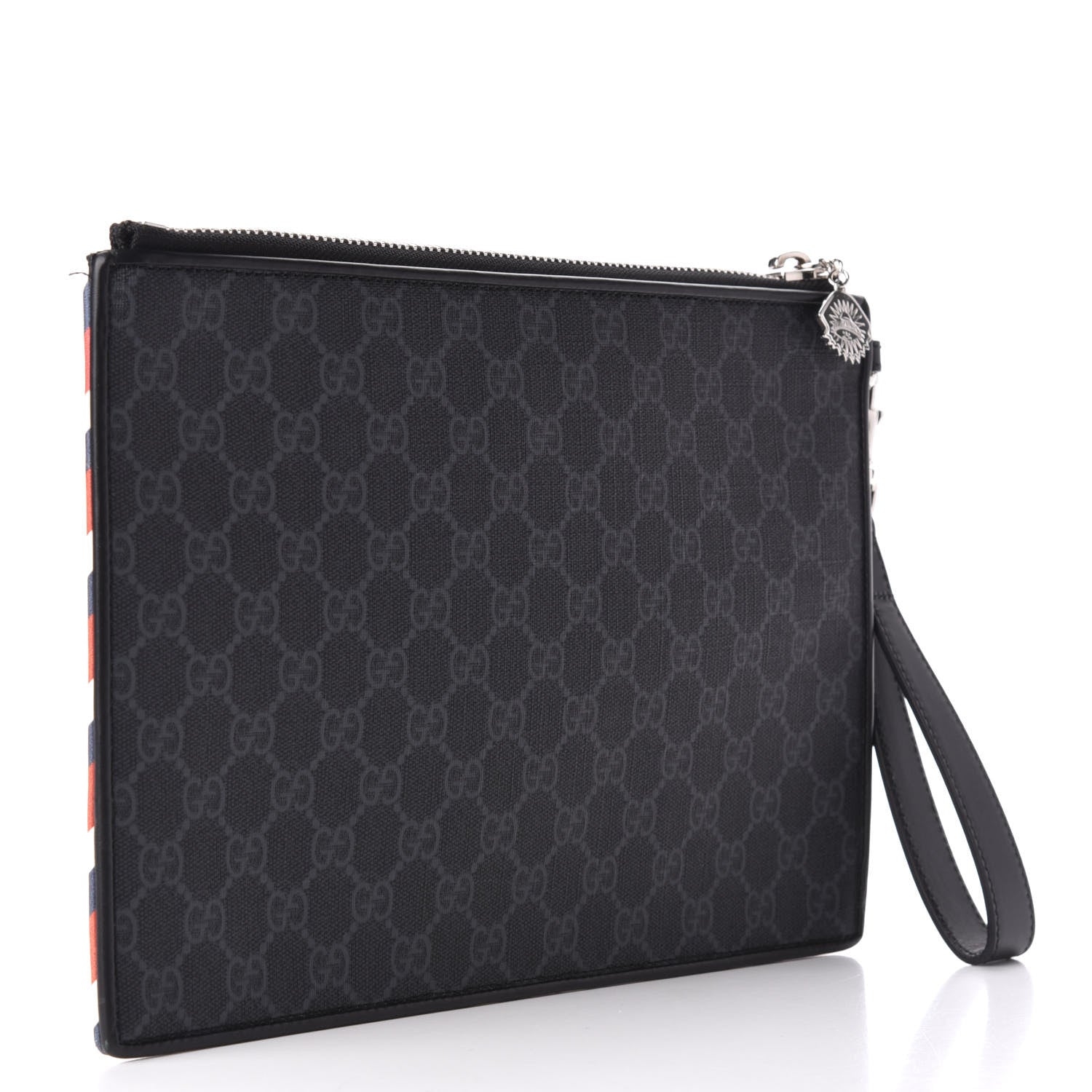 Gucci GG Supreme Monogram Night Courrier Zip Wristlet Pouch Black Multicolor 3 of 7